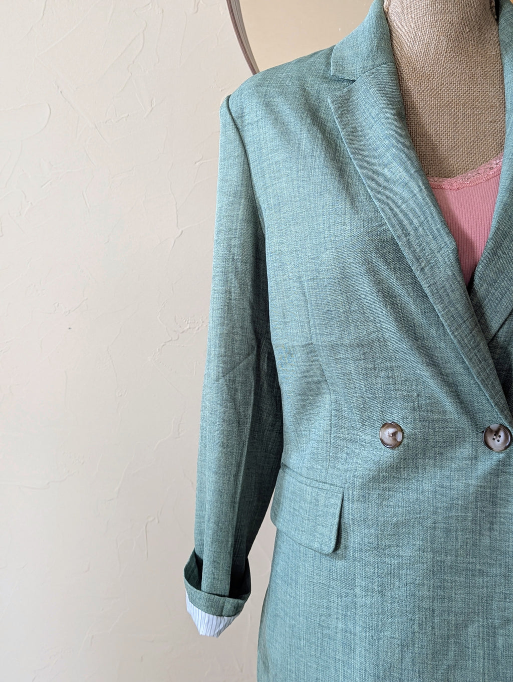 Ensemble Kaki Blazer Long et Cintré Short Taille Haute Tenue Cérémonies  Mode Femme Ondres Labenne