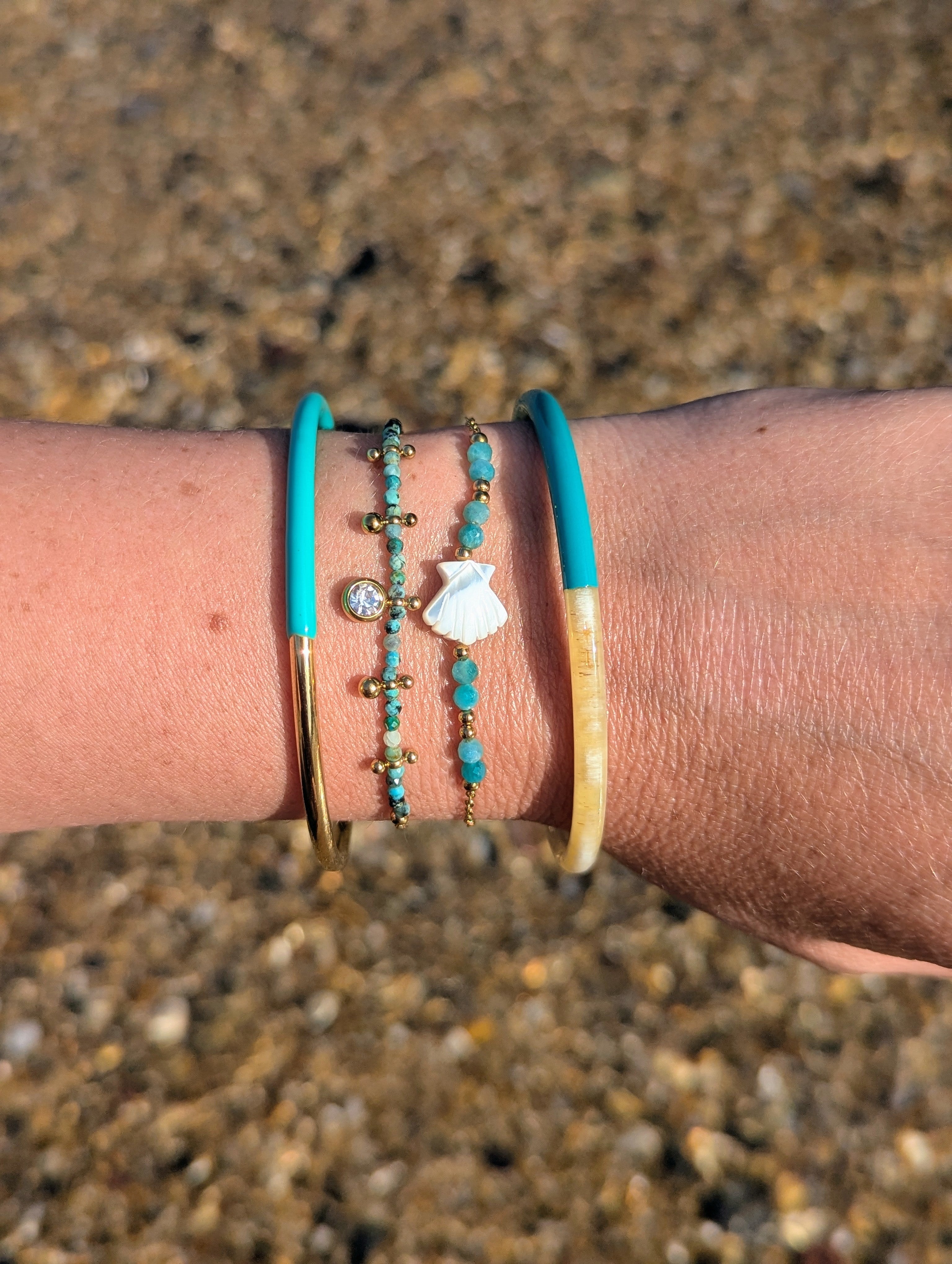 Bracelets en acier inoxadale coquillage jonc corne