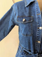 combinaison en jeans agréable à porter taille marquée élastique mode femme sud landes ondres labenne