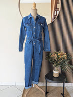combinaison en jeans agréable à porter taille marquée élastique mode femme sud landes ondres labenne
