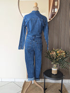 combinaison en jeans agréable à porter taille marquée élastique mode femme sud landes ondres labenne