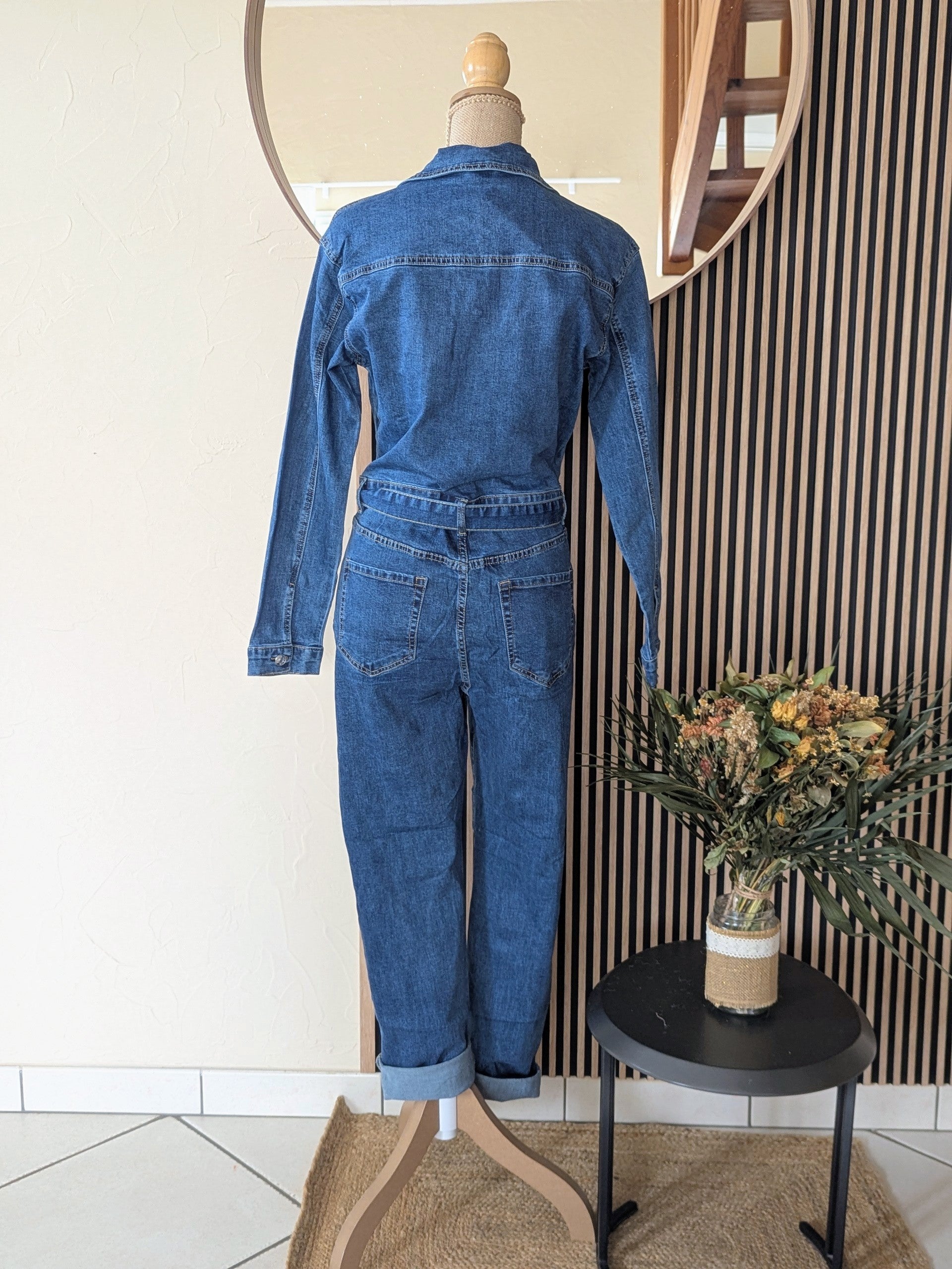 combinaison en jeans agréable à porter taille marquée élastique mode femme sud landes ondres labenne