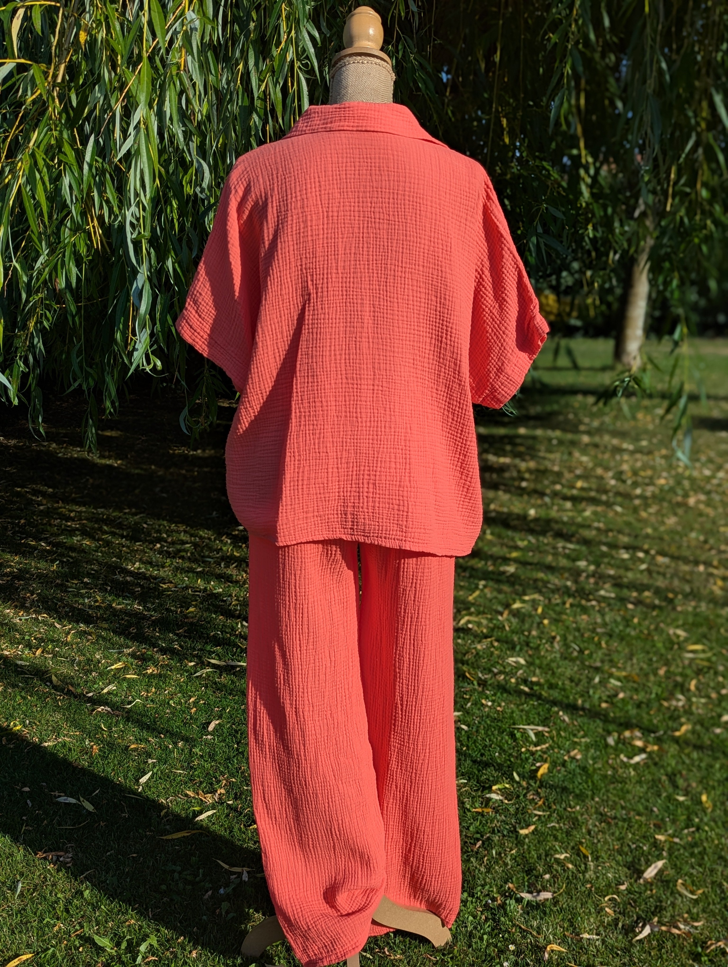 Ensemble Gaze de Coton Corail  Leger et Agréable à Porter Femme Grande Taille Mode Boutique Landes Cote Basque