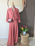 Ensemble Bombers Pantalon Terracotta Tenue Ceremonie Pantalon Coupe large avec pinces Bombers Chemise Mode Femme Boutique Sud Landes