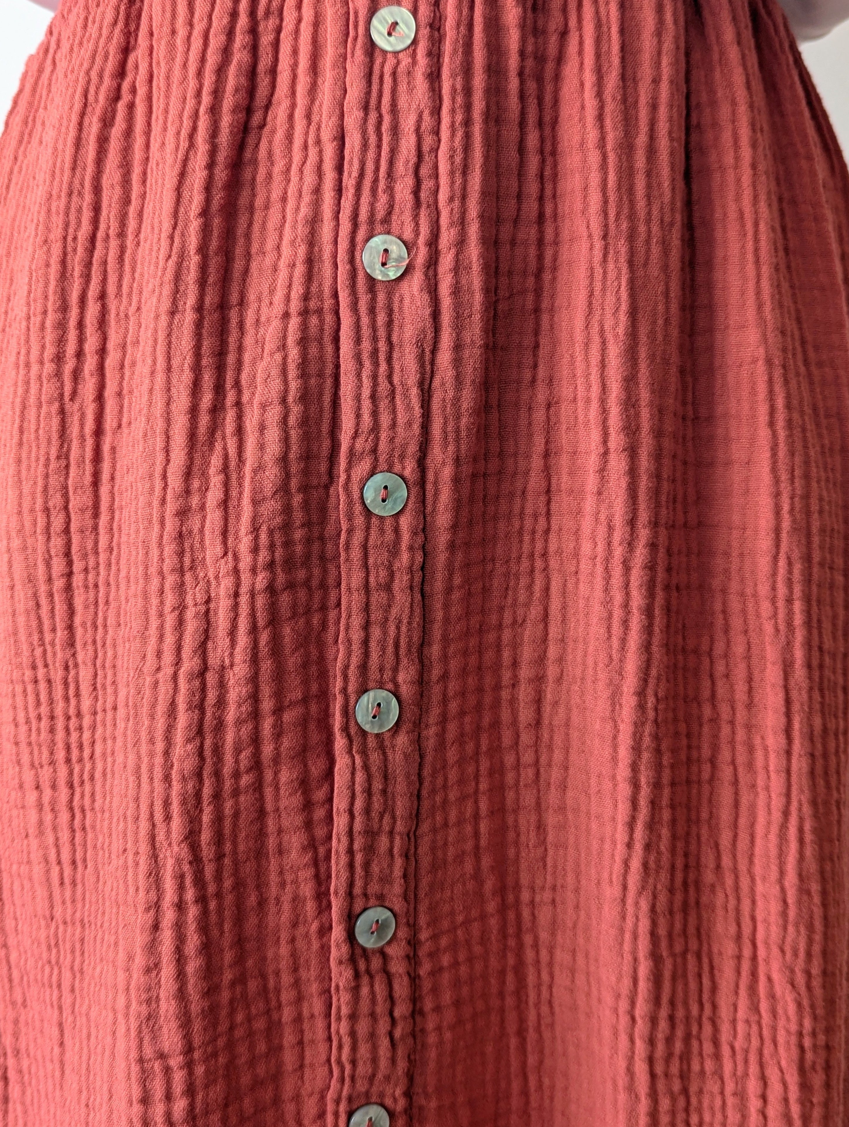 Jupe Longue Gaze de Coton Terracotta pour femme pulpeuse Curvy grande taille mode boutique sud landes Ondres Hossegor 