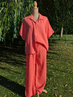 Pantalon Lola - Gaze de Coton Corail