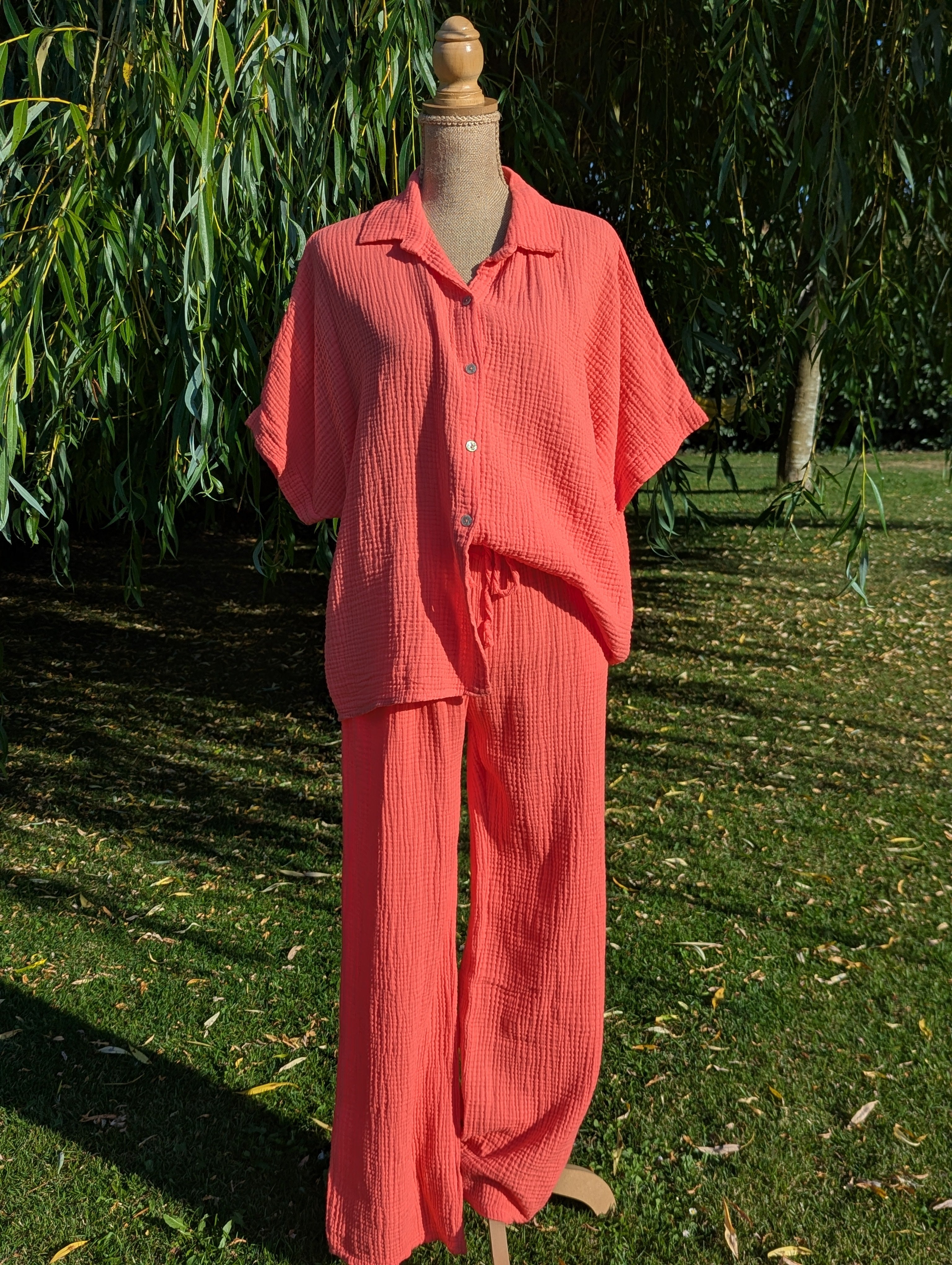 Chemise Lola - Gaze de Coton Corail