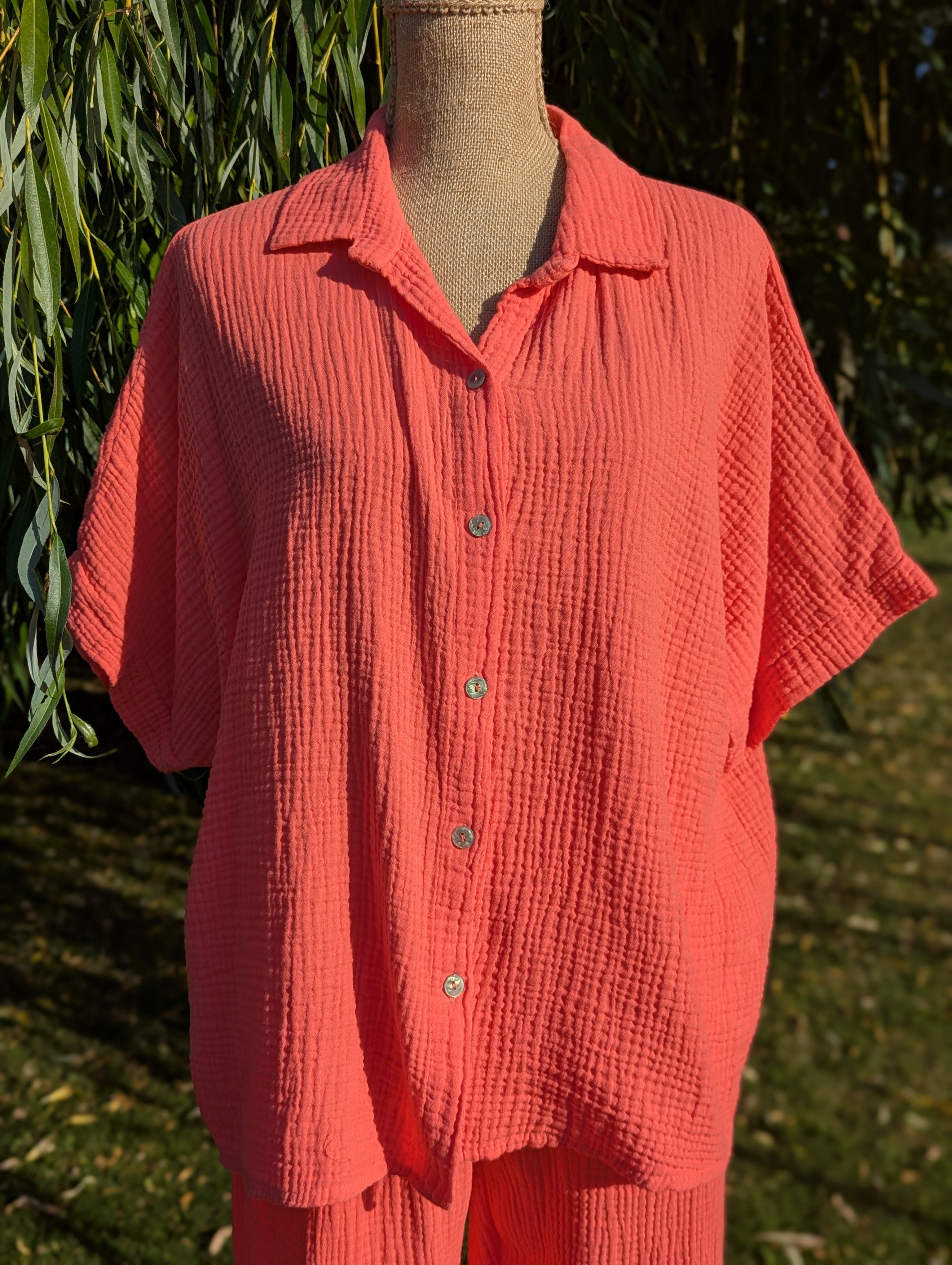 Chemise Lola - Gaze de Coton Corail