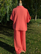 Pantalon Lola - Gaze de Coton Corail