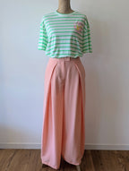 Pantalon  portefeuille rose fluide  avec des poches look chic et tendance pour femme mode sud landes cote basque