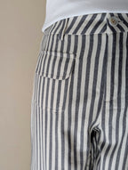 Pantalon rayé deux poches devant il fait de belles fesses taille haute femme mode Ondres Boutique Sud Landes
