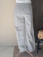 Pantalon rayé deux poches devant il fait de belles fesses taille haute femme mode Ondres Boutique Sud Landes