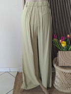 Pantalon fluide Vert Olive avec poche taille élastique  Pantalon pour Cérémonies Mariage Baptème Pantalon Tailleur  Mode Femme Boutique Sud Landes Ondres Labenne