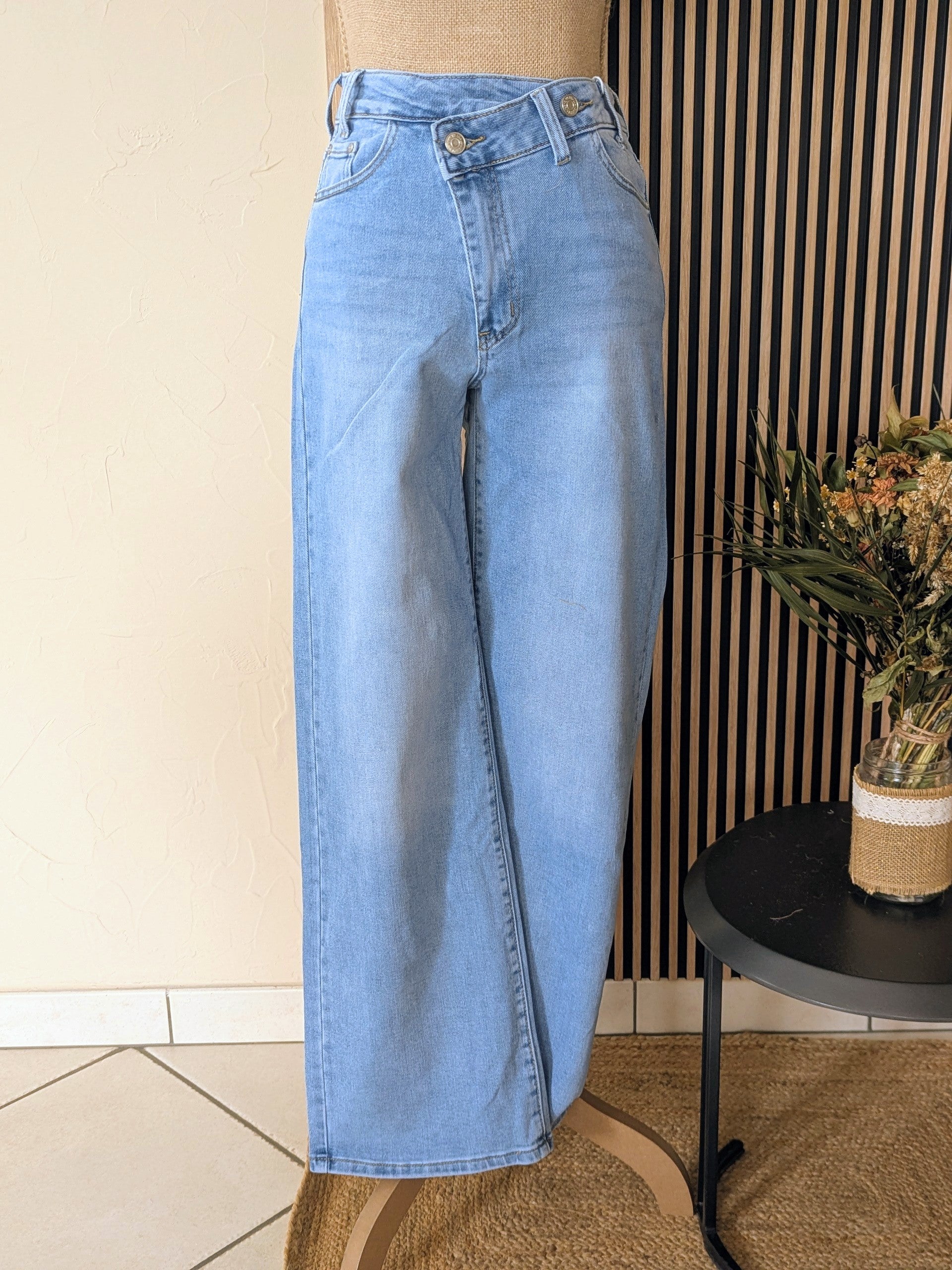 pantalon jeans asymétrique coupe large en bas femme mode sud landes bayonne labenne 