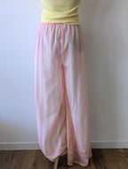 Pantalon à rayures jaunes et roses fluide et léger, taille élastique, pour les longues jambes, femme mode sud landes cote basque