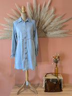 Robe Jeans Courte Manches Longues Col chemise femme mode boutique sud landes ondres