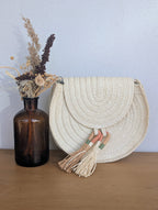 sac rond bohème maille papier, summer vibes été, pochette sac pour soirée cérémonies mode femme sud landes Ondres