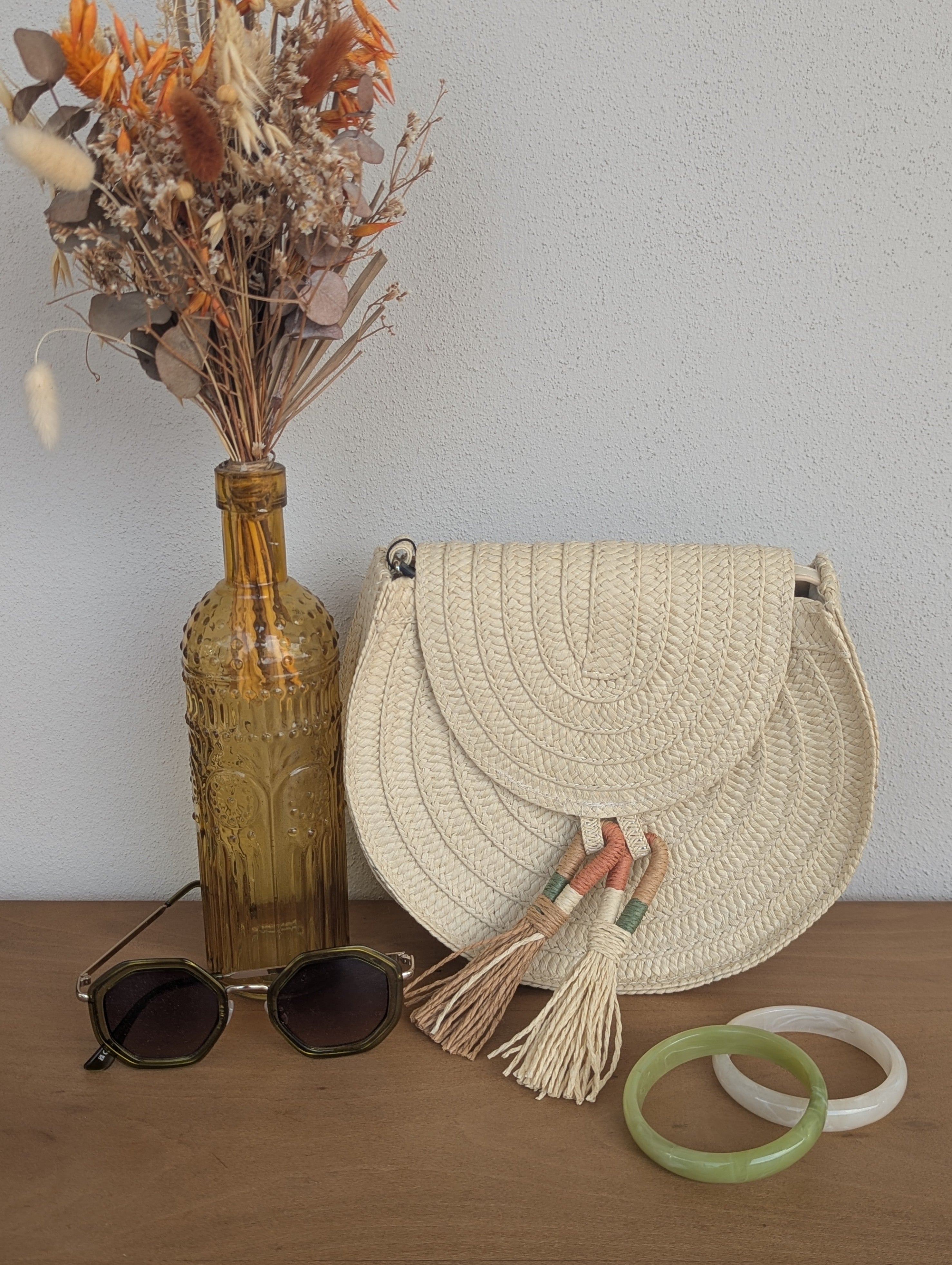 sac rond maille papier pour les soirées, summer vibes été, bohème, pochette sac pour soirée cérémonies mode femme sud landes Ondres
