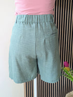 Ensemble Short  Kaki Fluide et Léger Taille Haute Tenue Cérémonies  Mode Femme Ondres Labenne