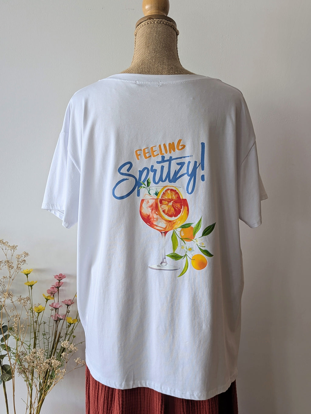 T-shirt Spritz fluide grande taille mode femme Curvy manches courtes cocktails boutique sud landes Ondres Bayonne Côte Basque