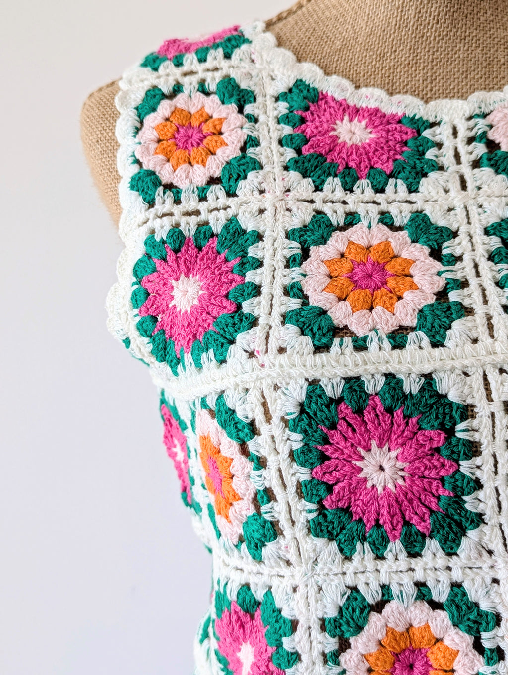 Top crochet flashy vert orange fuchsia ensemble short  coton