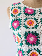 Top crochet flashy vert orange fuchsia ensemble short  coton