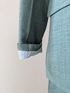 Ensemble Kaki Blazer Long et Cintré Short Taille Haute Tenue Cérémonies  Mode Femme Ondres Labenne