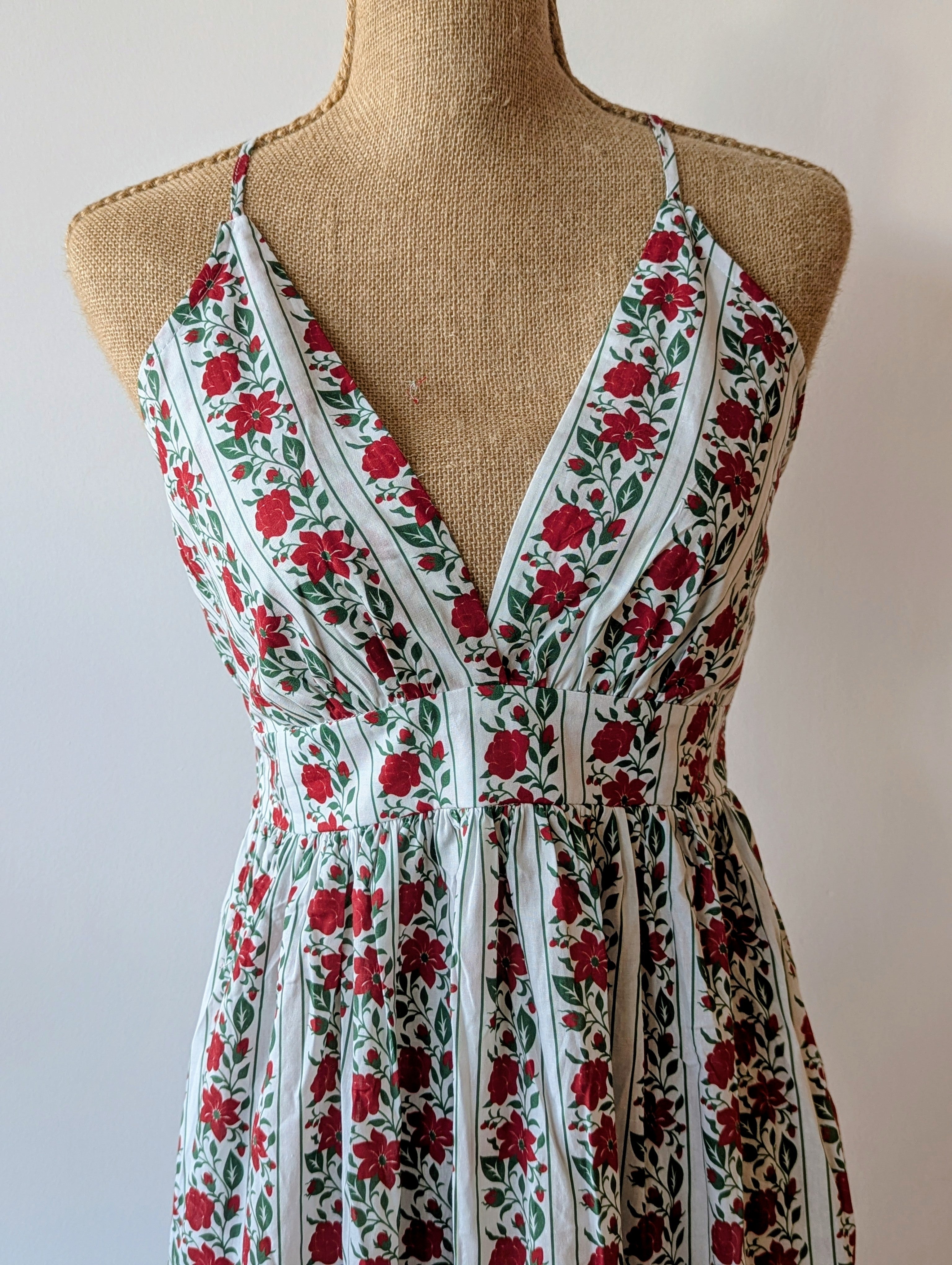 Robe Longue Fleurie Bretelles Décolleté en V Taille marquée Femme Mode Boutique Ondres Sud Landes