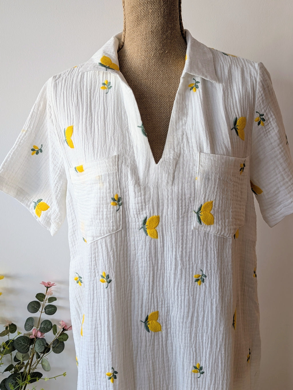 Robe Gaz de Coton Citrons Femme 
