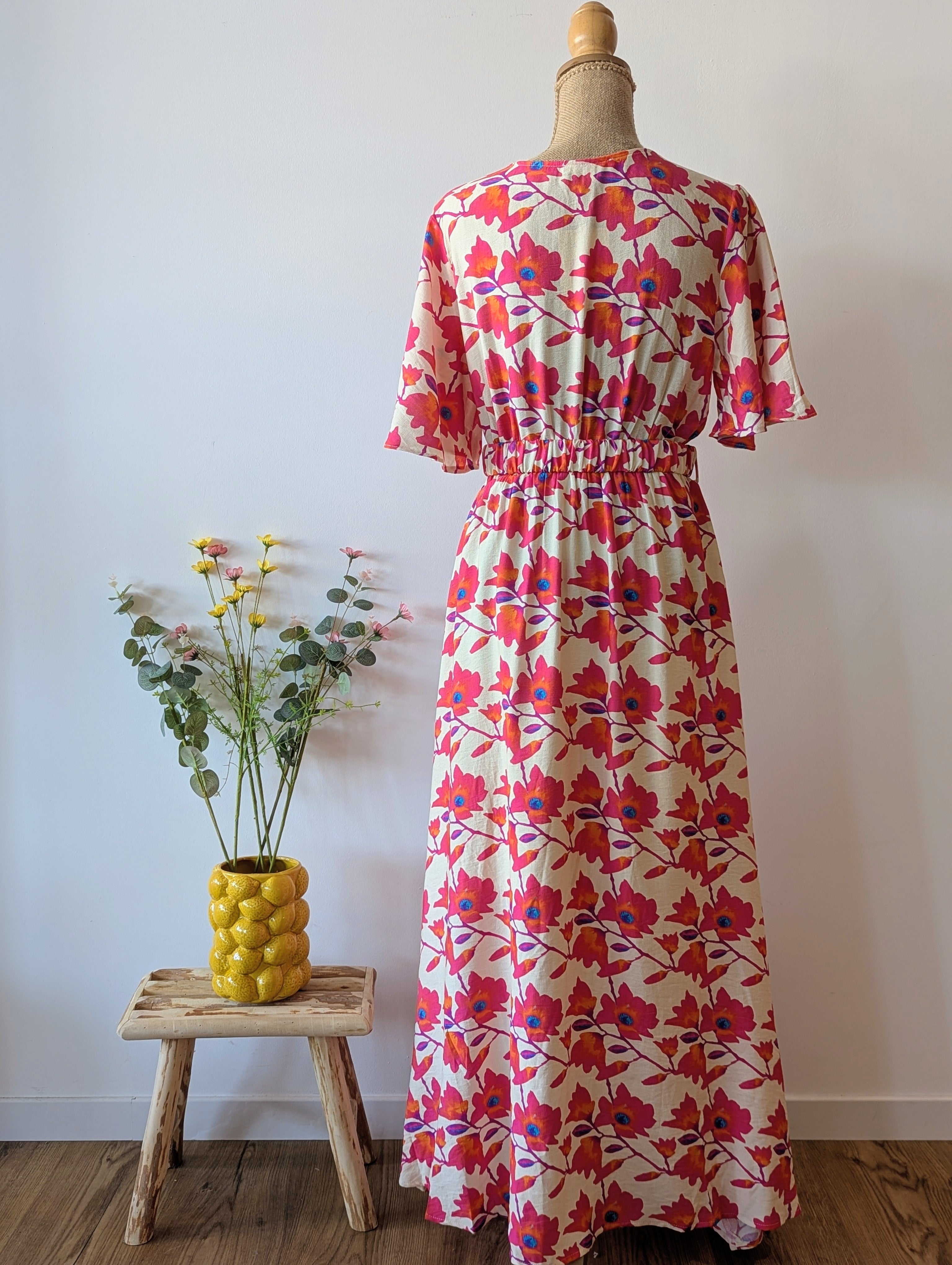 Robe Longue Fleurie Taille Elastique Femme
