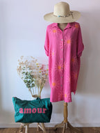Sac cabas de plage vert et fuchsia de la marque Jubylee