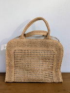 sac à main maille papier camel pour la plage, summer vibes été, sac pour soirée cérémonies mode femme sud landes Ondres