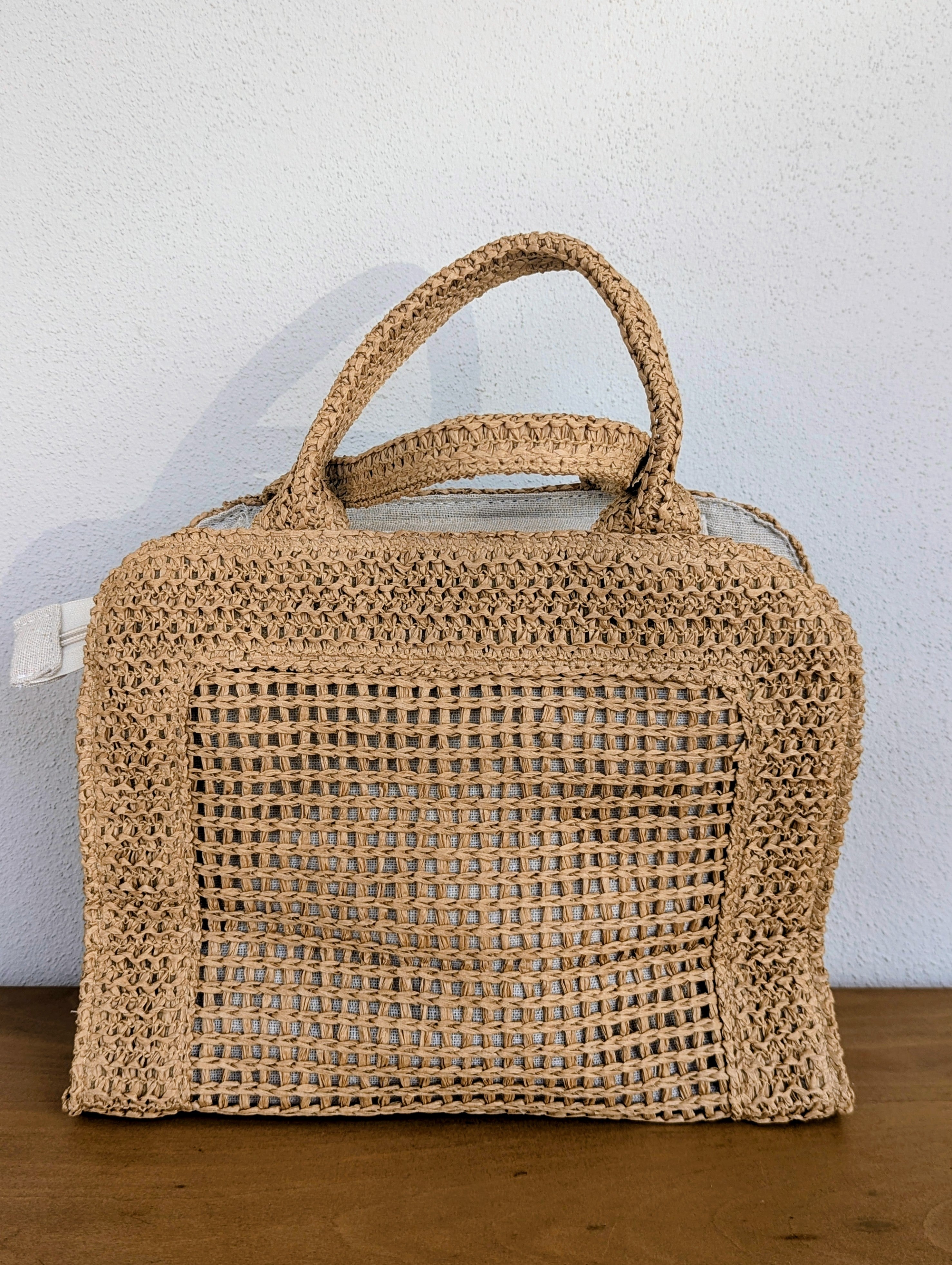 sac à main maille papier camel pour la plage, summer vibes été, sac pour soirée cérémonies mode femme sud landes Ondres
