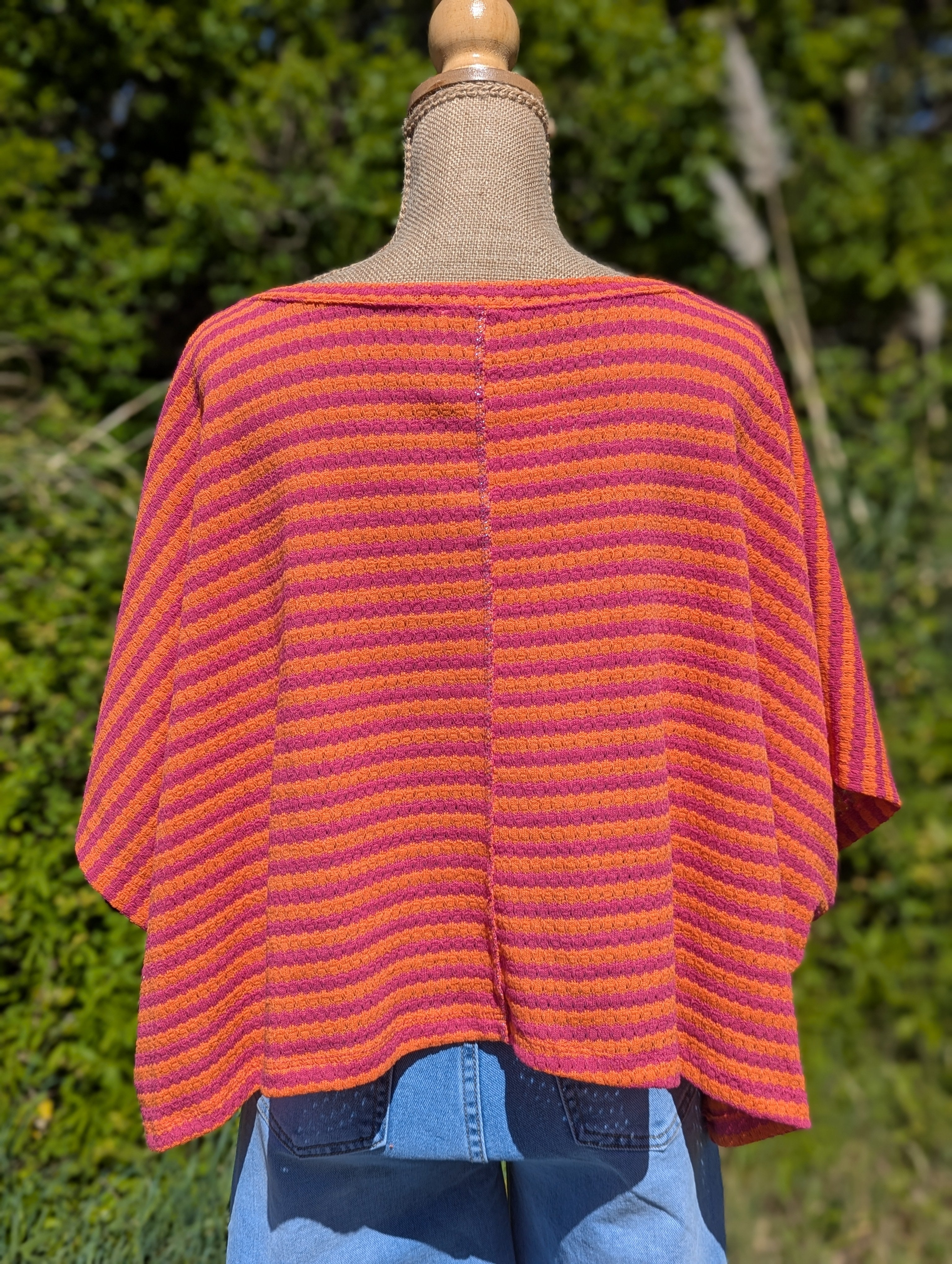 Top Laura - Top Maille Orange Fuchsia