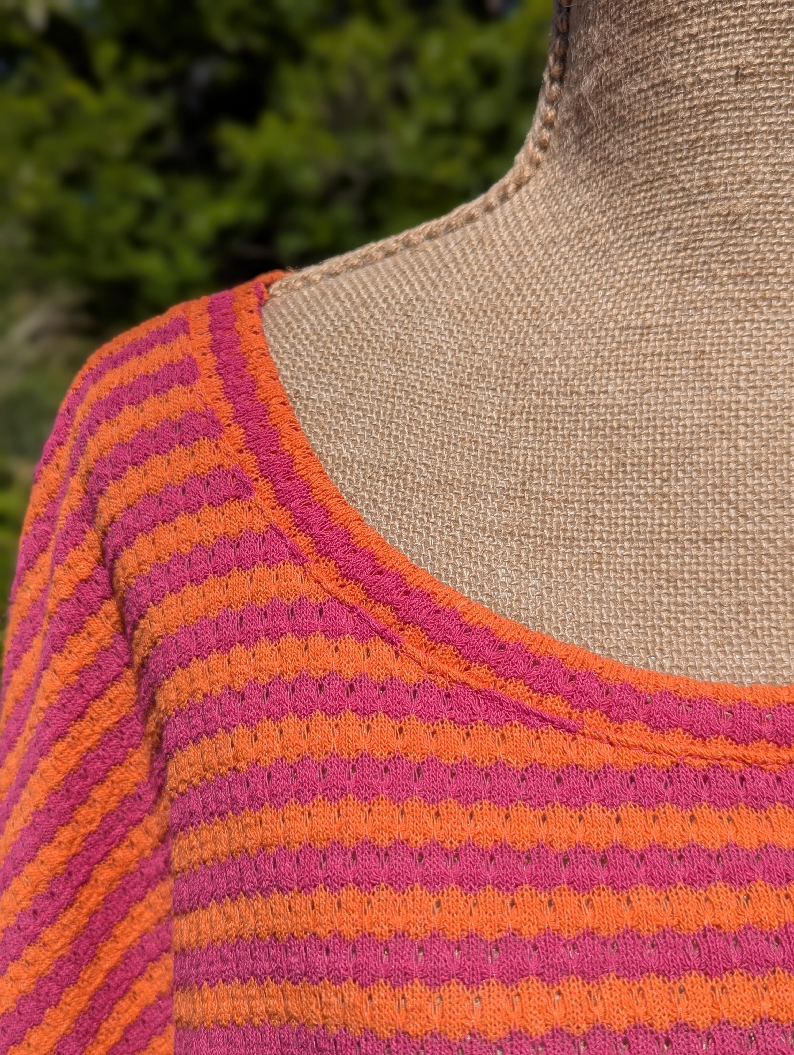 Top Laura - Top Maille Orange Fuchsia